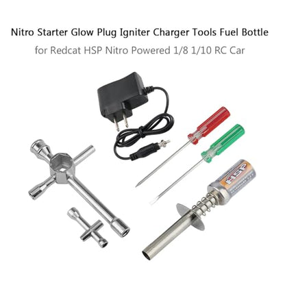 GoolRC RC Nitro Starter Glow Plug Igniter Charger Tools Fuel Bottle Combo for Redcat HSP Nitro Powered 1/8 1/10 RC Car