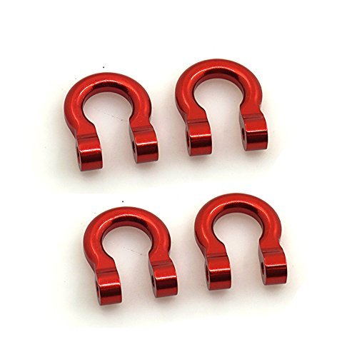 QUE-T 4 Pcs Aluminum Tow Shackle for 1/10 Scale TRX-4 Crawler Car (Red)