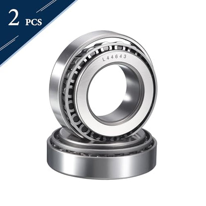 2 Pack L44643/10 Tapered Roller Bearing Cone and Cup Set | 1" Bore 1.98" OD 0.5598" Cup Width, Chrome Steel Taper Bearings Set, ABEC-3 - size: L44643/L44610