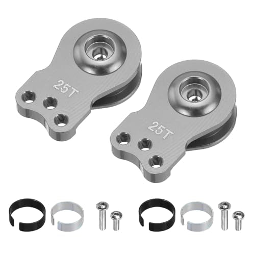 MECCANIXITY 2pcs 25T Servo Horn Arm Adjustable 3 Hole High-Torque Aluminum Alloy Servo Arm for 1/10 RC Model Car Truck Robot Boat Airplane, Titanium - color: Titanium