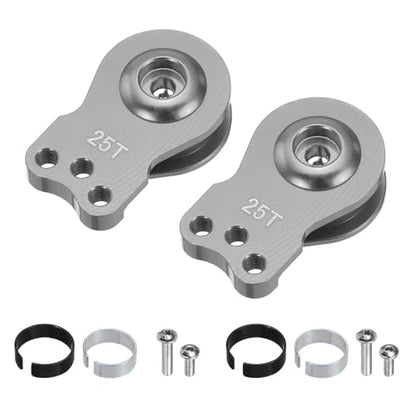 MECCANIXITY 2pcs 25T Servo Horn Arm Adjustable 3 Hole High-Torque Aluminum Alloy Servo Arm for 1/10 RC Model Car Truck Robot Boat Airplane, Titanium - color: Titanium