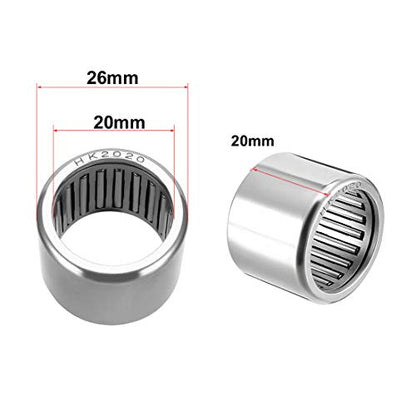 uxcell HK2020 Drawn Cup Needle Roller Bearings, Open End, 20mm Bore Dia, 26mm OD, 20mm Width (Pack of 10) - size: 20x26x20mm