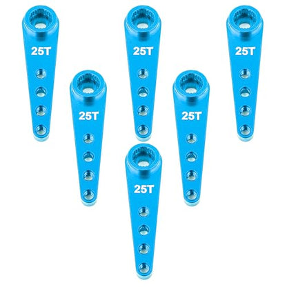 6PCS Aluminum 25T Servo Horn 37mm for Futaba Savox Power(Blue) | 25 Teeth Extension Steering Arm Server,Compatible with Futaba Savox Power HD HSP MG995 MG996 Servos,CNC Machining - color: 6pcs Blue