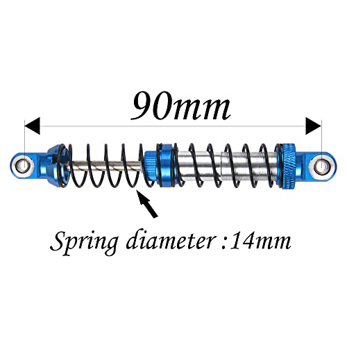 4Pcs ShareGoo Adjustable Metal Shock Absorber 70/80/90/100/110/120mm Damper Compatible with Traxxas TRX4 TRX6 G63 Axial SCX10 D90 90046 AXI03007 1/10 RC Rock Crawler (90mm Hole Distance) - size: 90mm Hole Distance