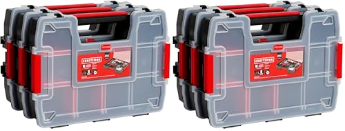 CRAFTSMAN Storage Organizer,Small Parts Organizer with 10-Compartments,Lid Includes Secure Latch (CMST60964M), (Pack of 6) - size: 6 Pack (11.5" L x 2.5" W x 8.5" H), style: Triple Pack