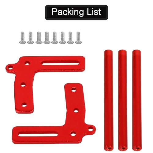 Aluminum Front Bumper Bull Bars for 1/10 RC Crawler Axial SCX10 TRX4 LCG Chassis FJ40 Dodge Power Wagon Cab Cliffhanger Body (red) - color: Red