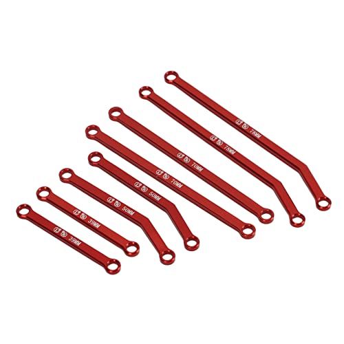 RiToEasysports Aluminum Alloy High Clearance RC Links Set Steering Linkage Rod with Anti Wear Precision Manufacturing for AXIAL SCX24 1/24 RC Crawler (Red) - color: Red