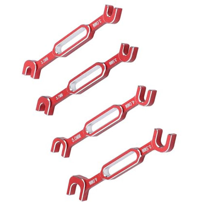 Pilipane RC Turnbuckle Wrench Set Aluminum Alloy High Strength Multi Functional Tool Kit for RC Car Repair and Maintenance 4PCS 3.0 3.2 3.5 3.7 4.0 5.0 5.5 6.0mm (Red)