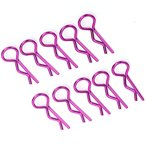 Qiilu Durable RC Body Clips for 1/5 1/6 /8 /10 RC Car - 10Pcs Metal Shell Clip Pins, Teardropshaped Pull Tabs (Purple) - color: Purple