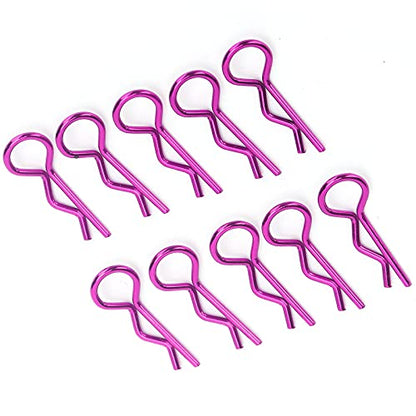 Qiilu Durable RC Body Clips for 1/5 1/6 /8 /10 RC Car - 10Pcs Metal Shell Clip Pins, Teardropshaped Pull Tabs (Purple) - color: Purple