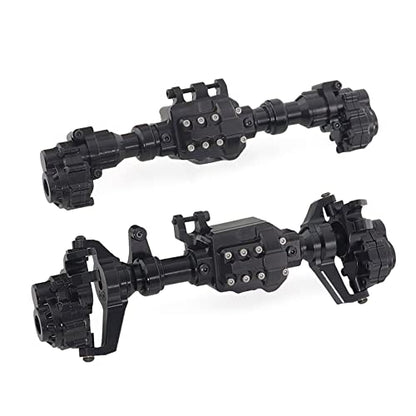 Aluminum Alloy Front and Rear Axle Housing Set for 1/10 Traxxas TRX4 RC Crawler Car, Replace Original Plastic Axles Housing (Black) - color: Black