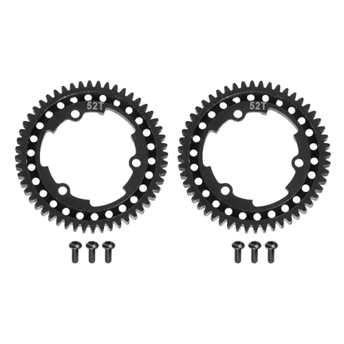 MECCANIXITY M1 Hardened Steel Spur Gear, 52T 34.4mm Shaft Hardened Steel Upgrades Main Spur Gear for Brushless Brush Motor Model Car (Pack of 2, Black) - size: 52T 34.4mm