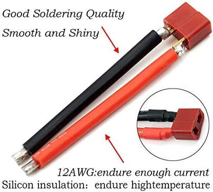 5Pairs T Plug Connector Female & Male with 12AWG 10cm Gauge Silicone for RC Lipo Battery Cable Drone Car - style: T plug