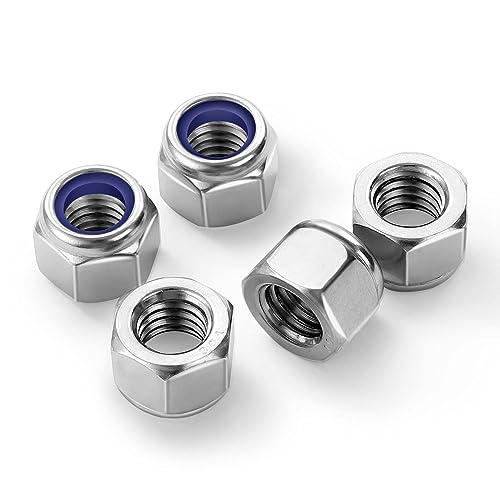 M12 Nylon Insert Hex Lock Nuts Locknuts, Stainless Steel 18-8 (304), Bright Finish, 10 PCS - color: Silver, size: M12-1.75