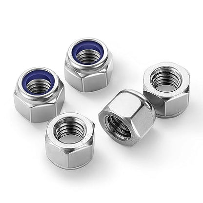 M12 Nylon Insert Hex Lock Nuts Locknuts, Stainless Steel 18-8 (304), Bright Finish, 10 PCS - color: Silver, size: M12-1.75