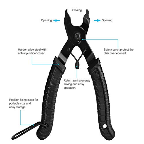 Bike Link Plier, Bicycle Chain Removal Tool Missing Link Opener Closer Plier Compatible with All Speed Bicycle Master Link Pliers