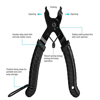 Bike Link Plier, Bicycle Chain Removal Tool Missing Link Opener Closer Plier Compatible with All Speed Bicycle Master Link Pliers