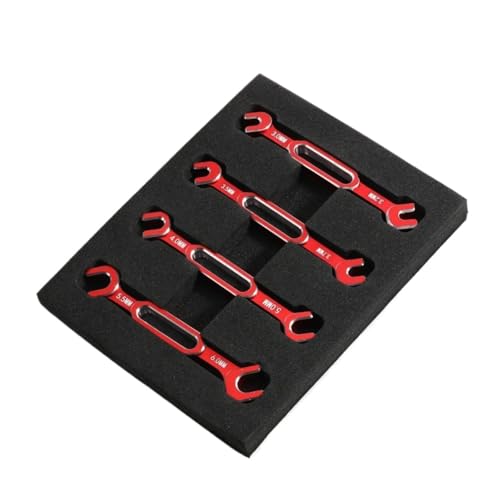 for Rc Car 4Pcs Wrench 3/3.2/3.5/3.7/4/5/5.5/6Mm Turnbuckle Nut Ball End Joint Remover Universal Tool Upgrade Parts RC Car Repair Kit - color: Red
