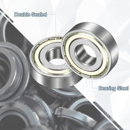 uxcell 3 Pcs 1628ZZ Deep Groove Ball Bearing 5/8" x 1-5/8" x 1/2" Double Metal Sealed, Chrome Steel Bearings - size: 1628ZZ 5/8" x 1-5/8" x 1/2"
