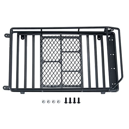 Metal Luggage Carrier Roof Rack 232 * 153mm for 1/10 Axial SCX10 SCX10 II III Wrangler 90046 AXI03007 RC Crawler Car Steel Luggage Tray Roof Rack (Black)