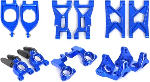 Suspension Upgrade Set Aluminum Alloy - 6Pcs Front/Rear Suspension Arms, Rear Hubs, Front Steering Knuckles and C-Hubs for ARRMA 1/10 Gorgon Monster Truck - Enhanced Durability & Precision Control - color: Blue