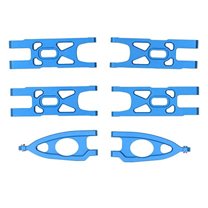 1 10 RC Front and Rear Suspension Arm Set Aluminum Alloy Upgrade Accessories for 1 10 Remote Control Car High Strength Metal Suspension Arms with Stable Performance (Blue) - color: Blue