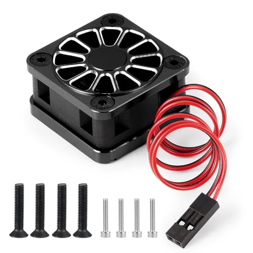 LSG ESC Heat Sink Cooling Fan for Tra-xxas Mini Maxx/Slash 4x4 XRT VXL 3S | Motor Heatsink Cooling Fan Dual Set Compatible with Tra-xxas 1/10 Slash/Stampede/Rustler RC Car Upgrade Parts - color: Black