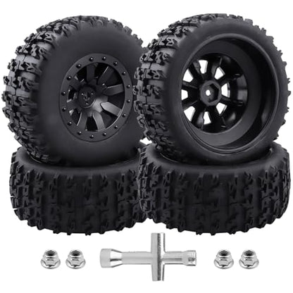 HobbyPark Pre-Glued RC Tires and Wheels 12mm Hex for 1/10 Scale RC Short Course Truck Traxxas Slash 4x4 2WD BL-2S, Redcat Blackout XTE SC TR10, Losi 22S SCT, 4PCS (Style B) - style: Style B