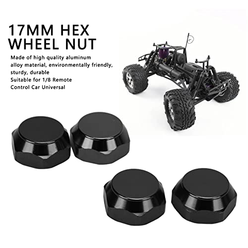 Alomejor RC Hex Wheel Nut,4PCS 17mm Hex Wheel Mount Nuts Compatible with 1/8 RC Car Upgrade Accessories(Black) - color: Black