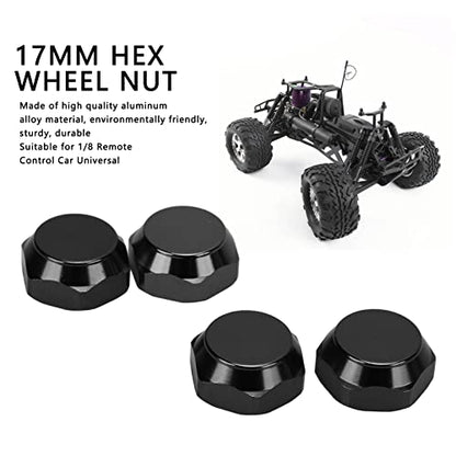 Alomejor RC Hex Wheel Nut,4PCS 17mm Hex Wheel Mount Nuts Compatible with 1/8 RC Car Upgrade Accessories(Black) - color: Black