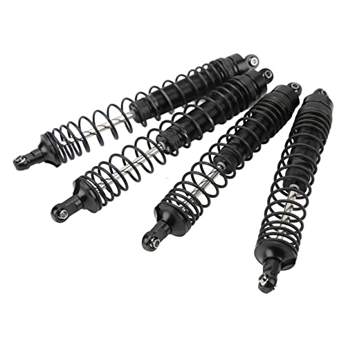 1/10 RC Shock Absorbers 150mm 135mm Aluminum Alloy 4mm Shaft 4-Piece Set, Adjustable Threaded Preload for Axial Ryft 4WD, OilFilled CoilOver Damping for Rock Crawling (Black) - color: Black