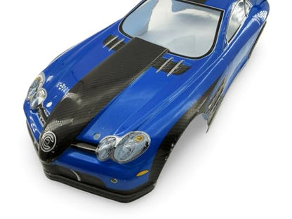 1/10 Scale RC Drift Racing Touring On Road Car Painted Body Shell, Spoiler Included, Pre-Cut, 258mm Wheelbase - Mercedes-Benz SLR McLaren Style (Blue) - color: Blue
