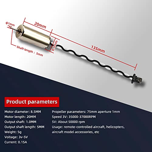 8Pack 8520 8.5x20mm 3.7V 53000RPM Coreless Mini DC Brushed Motors | 8520 coreless brushed DC motors, 3.7V high 53000RPM, lightweight compact, great for tiny drones, model aircraft
