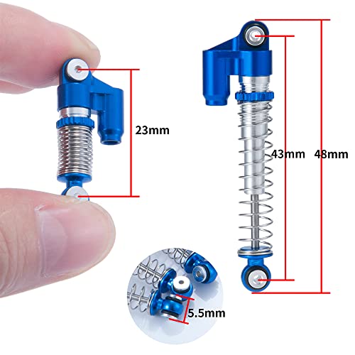 RCLIONS 43mm RC Shocks Adjustable Absorber Damper for All 1/24th Axial SCX24 AXI90081 Deadbolt AXI00005/AXI00006 RC Crawler Car Upgrades (Blue) - color: Blue