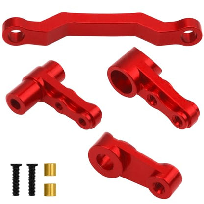 ShareGoo Metal Swing Arms Steering Knuckle Carrier & Steering Assembly Upgrade Parts Compatible with Remo Hobby Smax 1621 1625 1631 1635 1651 1655 1/16 RC Car (Red) - color: Red