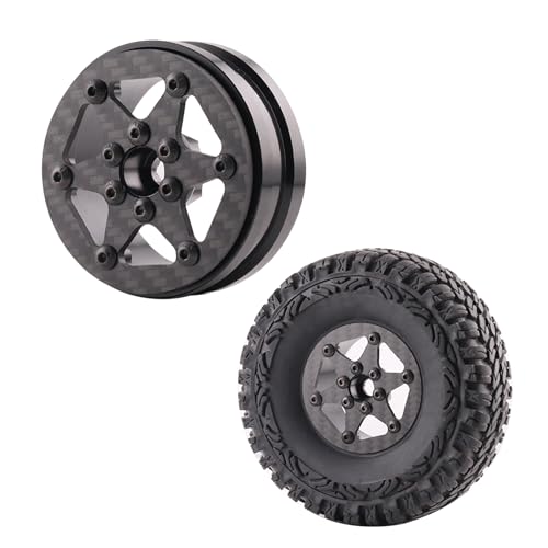 Beadlock Wheel Rims 4PCS 1.9" Upgraded Carbon Fiber Aluminum Wheel Hub Compatible with 1/10 RC Crawler Gen8 TRX-4 Axial VS4-10 Capra SCX10 RC Car Accessories (Patten B) - color: Patten B
