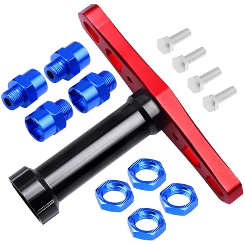 Hobbypark 12mm to 17mm Wheel Hex Hub Adapter Extension Conversion Offset for 1/10 RC Cars Trucks Off Road Buggy Upgrade 1/8 Tires (with Navy Blue Adapter) - color: With Navy Blue Adapter