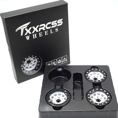 RC 1.9 Inch Beadlock Wheels Rims Hex 12mm Aluminum Wheel for TRX4 SCX10 Gen8 1/10 RC Crawler Remote Control Car Upgrades Accessories (White & Black) - color: White & Black