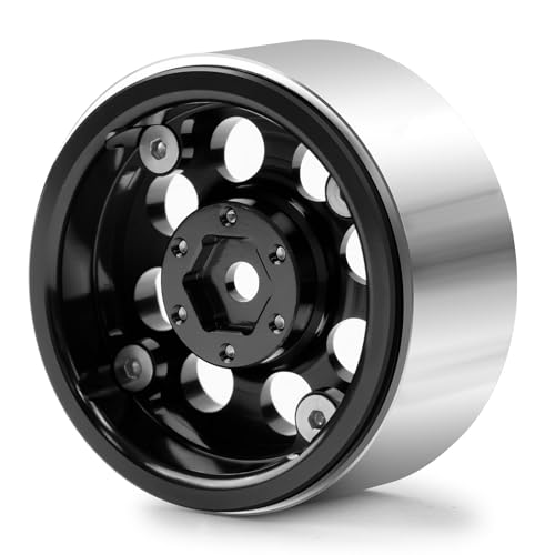 1.3 Beadlock Wheel Rims for SCX24 TRX4M Upgrade 1/24 1/18 RC Crawler Car (Black) - color: Black