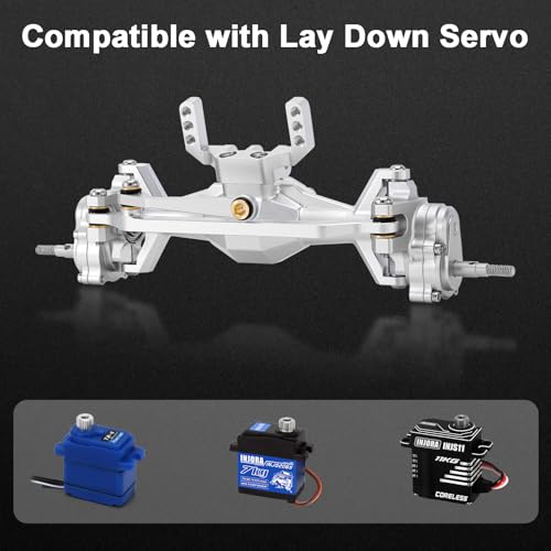 INJORA +5mm Diamond Portal Axle with Lay Down Servo Mount for TRX4M(Silver) - color: Silver
