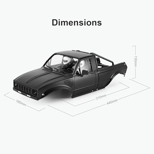 INJORA IR60 Hard Body with Interior & Bed Cage for 1/10 RC Crawler (Black) - color: Black