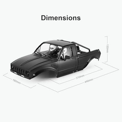 INJORA IR60 Hard Body with Interior & Bed Cage for 1/10 RC Crawler (Black) - color: Black