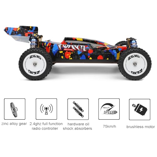 124007 RC Off Road Race Car for Adults 1:12 Scale High Speed Brushless All Terrain RC Car Outdoor 4WD Remote Control Buggy with 2 Batteries