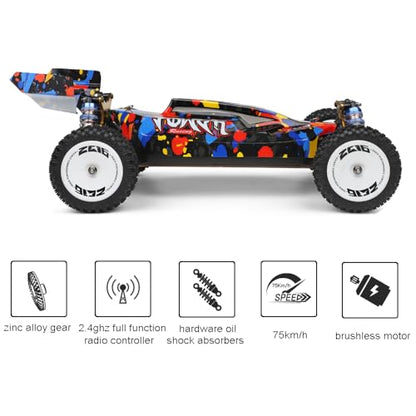 124007 RC Off Road Race Car for Adults 1:12 Scale High Speed Brushless All Terrain RC Car Outdoor 4WD Remote Control Buggy with 2 Batteries
