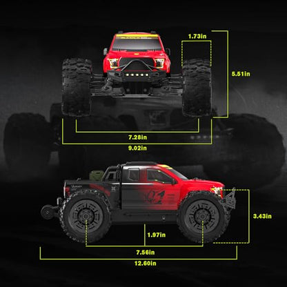 1/14 Brushless RC Cars, Monster Truck, RC Truck, 50+ MPH, 4WD, Waterproof, Red, Ages 8+ - color: Red