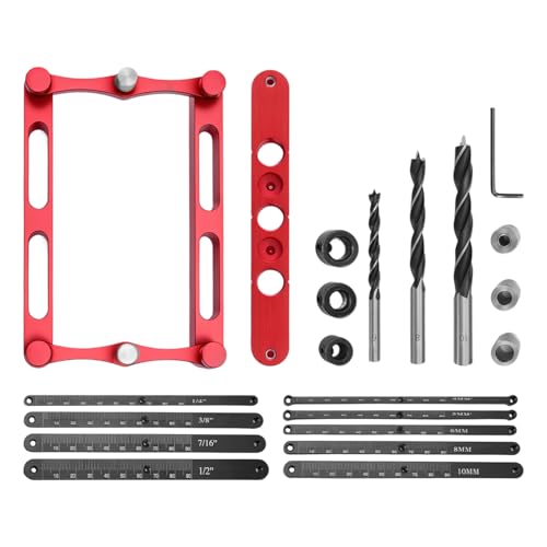Positioner Locator Tool Dowel Jig Woodworking Joinery Hole Drill Guide，Center Finder Gauge with Self Centering Interchangeable Rods，Woodworking Marking Gauge for Precise Mortise and Tenon Jig