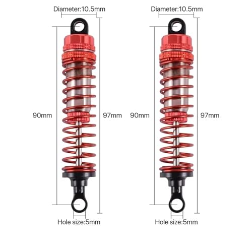 RC Car Shock Absorbers Compatible with Wltoys 104009 1/10 RC Car Truck Off-Road for Racing for Buggy Parts Aluminium Alloy Shocks Absorber Damper 1972(2pcs) - size: 2pcs