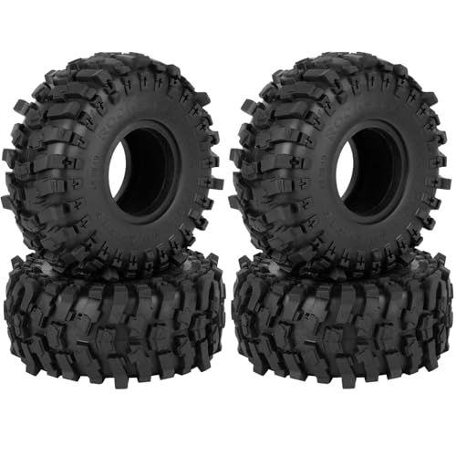 1.9" Beadlock Tires for 1/10 RC Crawler SCX10 SCX10 II SCX10 III TRX4 Red cat GEN7 8 RC 4WD,1.9 Beadlock Tires RC Tires 1.9 Crawler Tires Rubber Tires,4PCS