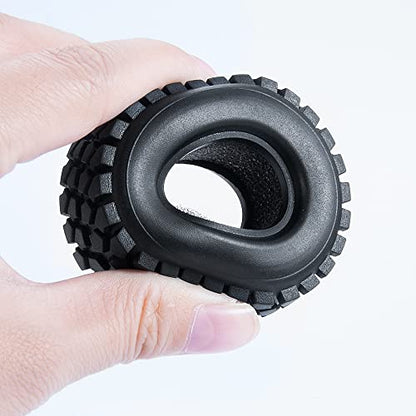 RCLIONS 4pcs Rubber Micro 1" RC Wheel Tyres Tires with Foam Insert for All 1/24 Axial SCX24 Deadbolt JLU Dodge Gladiator RC Crawler Truck Car (54mm) - size: 54mm
