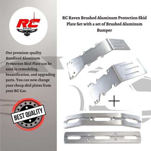 RC Car Skid Plate for T-Maxx and E-maxx Brushed Aluminum Skid Plate Front and Rear with a Set of Brushed Aluminum Bumper Set- RC Car Upgrade Parts